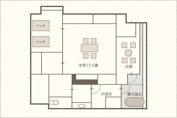 間取り図：瑞仙・特別室 展望風呂・ベッド付客室